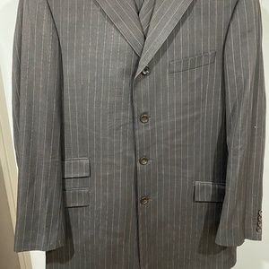 Men’s Steve Harvey Collection, Four Button Pinstrip Three Piece, Pleats, Cuffs 4